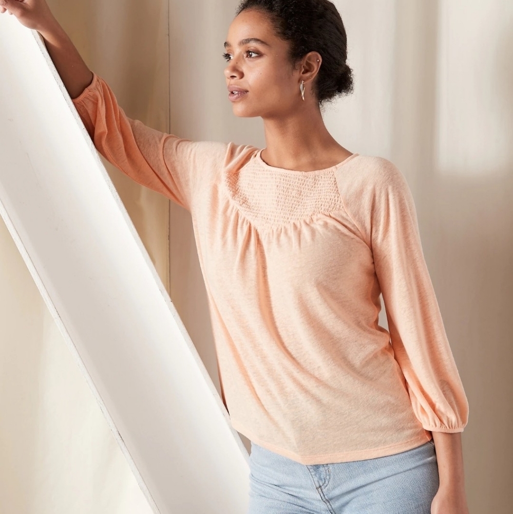 Smocked Yoke top Banana Republic. 